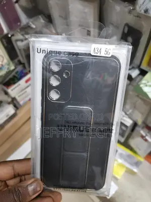 Black Soft Puleathercasefor Samsunga34with Wrist Band Strap