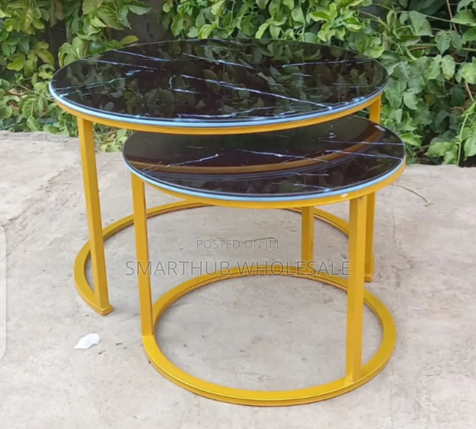 Marble Nesting Coffee Table (Glass Effect) Black