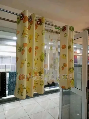 Cream Kitchen Door and Window Curtains