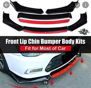 Front Lip Bumper Kit Skirting Black-Red Universal