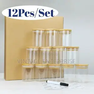 12pcs Round Glass Spice Jars Set