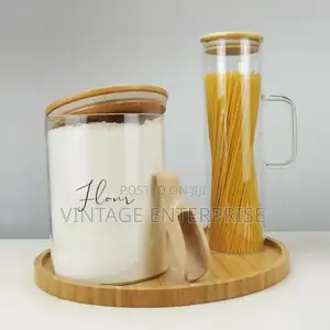 3ltr Large Capacity Glass Storage Container With Bamboo Lid