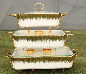 3pc Ceramic Chaffing Dishes/Porcelain Service Dish
