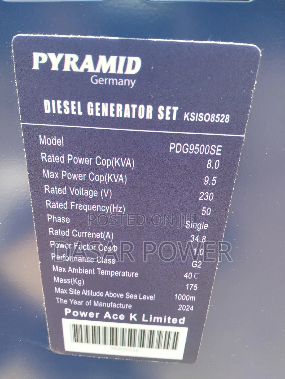 9kva Pyramid Germany Power Generator