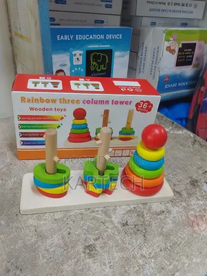 Wooden Rainbow Colorful Ring Tower 3