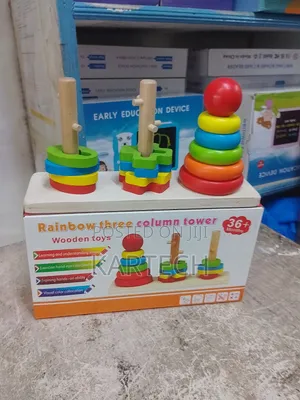 Wooden Rainbow Stacking Toys 3 Column