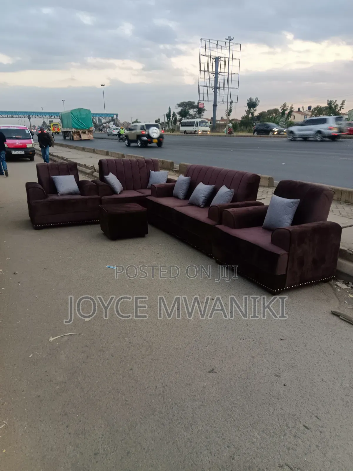 Sofa Set, 7 Seater Latest Design Dark Brown 