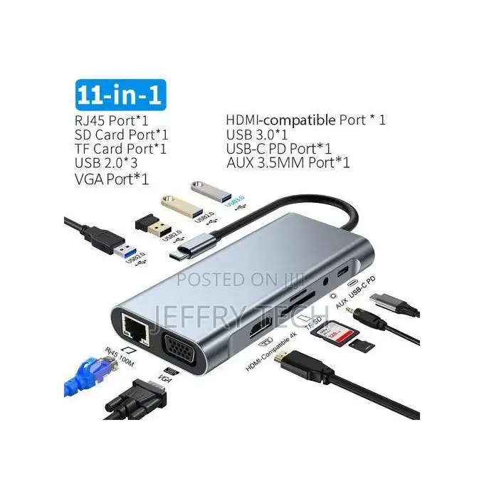 11-in-1 Type-C Docking Station USB 3.0 HUB USB C Splitter Ty