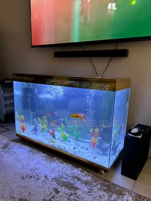 Tv Stand Aquarium With Fish and Bubbles