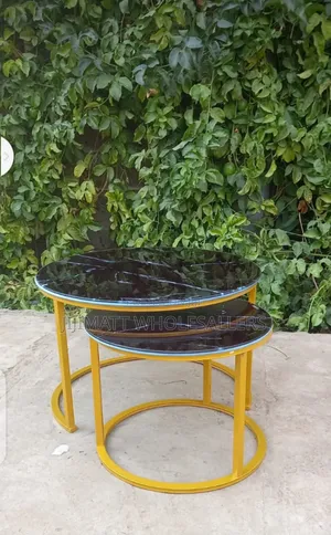 Marble Nesting Coffee Table (Glass Effect)In Black and White