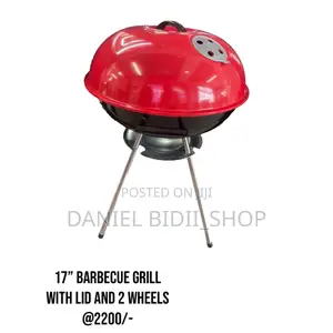 Barbecue Grill With Lid and 2 Wheels 17 Inch