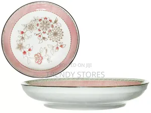Pink Flowered Ceramic Round Plate