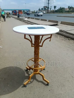 High Bar Marble Table With Powder Coated Gold Frame 