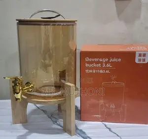 *Bamboo Base and Lid 3.6L Golden Glass Beverage Dispenser
