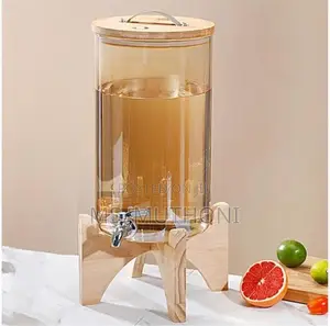 *Bamboo Base and Lid 3.6L Golden Glass Beverage Dispenser