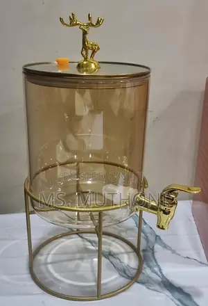 3.6L Golden Steel Base Borosilicate Glass Dispenser