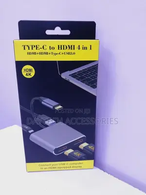 Hdmi Adapter , 4 in 1 Type C to Dual Hdmi, Usb 3.0 Port Pd