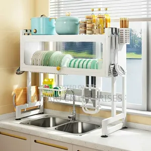 White Carbon Steel Over the Sink Dish Drainer