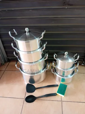 7pc Aluminium Sufuria With Handle and Lid