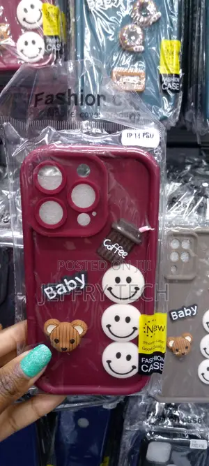 Red 3D Doll Coffee Little Bear for iPhone 14 Pro
