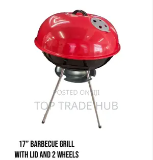 Barbecue Grill With Lid and 2 Wheels 17 Inch