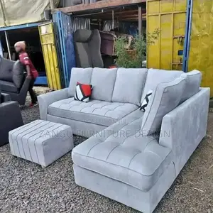 Lshaped Sofa 5-Seater With Fibre and Spring Cushions