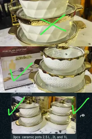 Soup Pot Ceramic Print Ticked Gree