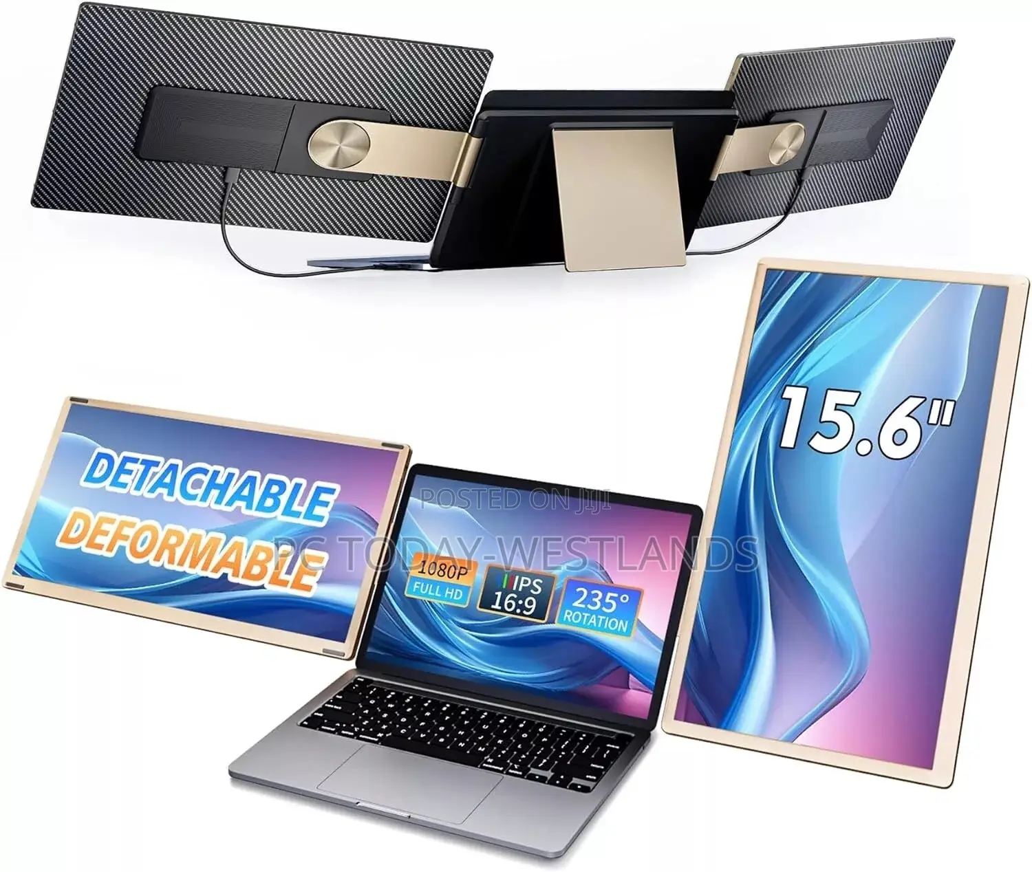 Livelect 15.6" Triple Laptop Screen Extender FHD 1080P IPS