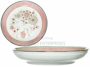 Pink Round Ceramic Flowered Plate
