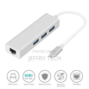 Ethernet Rj45 Lan Adapter USB Type C to USB 3.0 HUB New