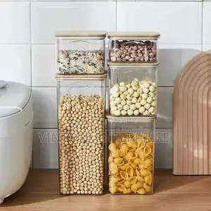 8pcs Transparent Cereal Storage ,Pantry Storage Container