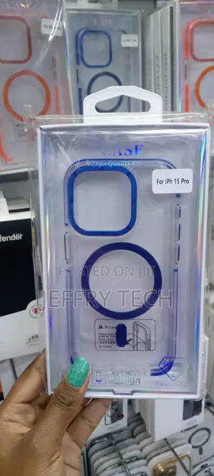 Blue Clear Case With Metal Camera Protection iPhone 15 Pro