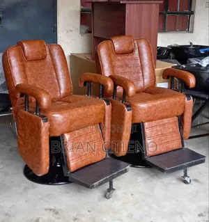 Brown Leather Flap Kinyozi Chairs