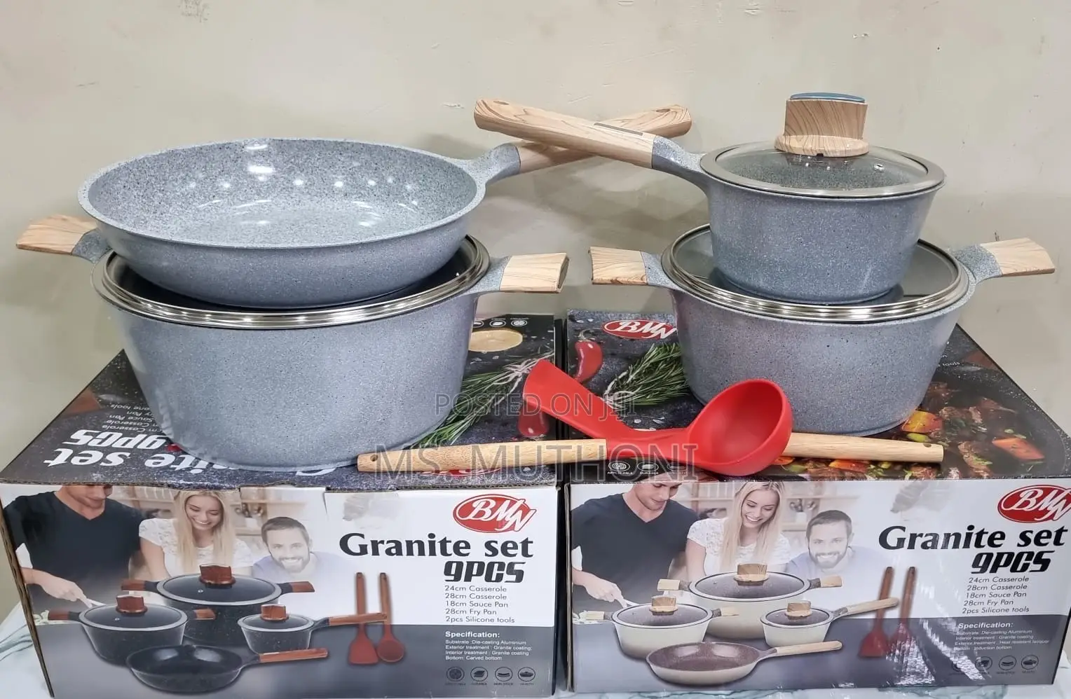 BMN 9pc Granite Cookware Set