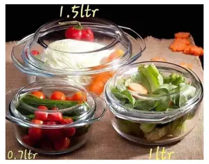 Signature 3 PCS Heat Resistant Glass Blow With Lid