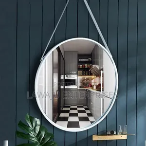 White Round Mirror With Hanging Strap