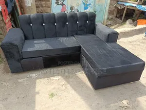Black 4 Seater L-Shaped Sofa