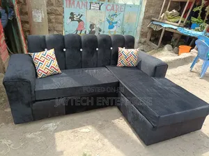 Black 4 Seater L-Shaped Sofa