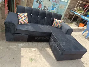 Black 4 Seater L-Shaped Sofa