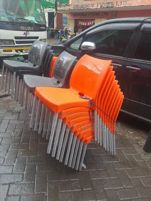 Armless Plastic Chair With Metal Legs Mix Colours