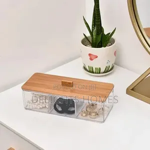 Compartment Acrylic Makeup Organizer Cotton Storage Box-Hog