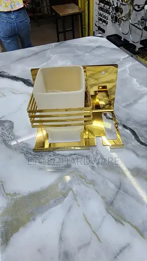 Square Gold Toothbrush Holder Single