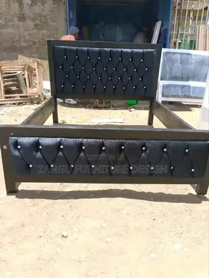 Black With Silver Buttons Bed