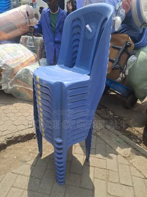 Blue Strong Armless Stajes Plastic Chair