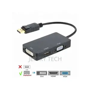 3-in-1 Display-Port Male to HDMI, DVI, VGA Female Adapter