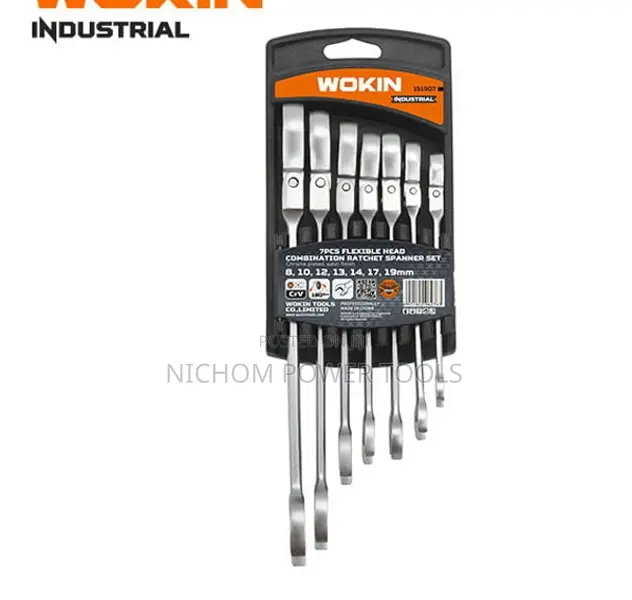 Wokin 7 PCS Flexible Head Combination Ratchet Spanner151907