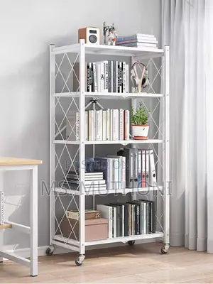Sturdy Aesthetic 5-Tier Folding Shelf With Wheels