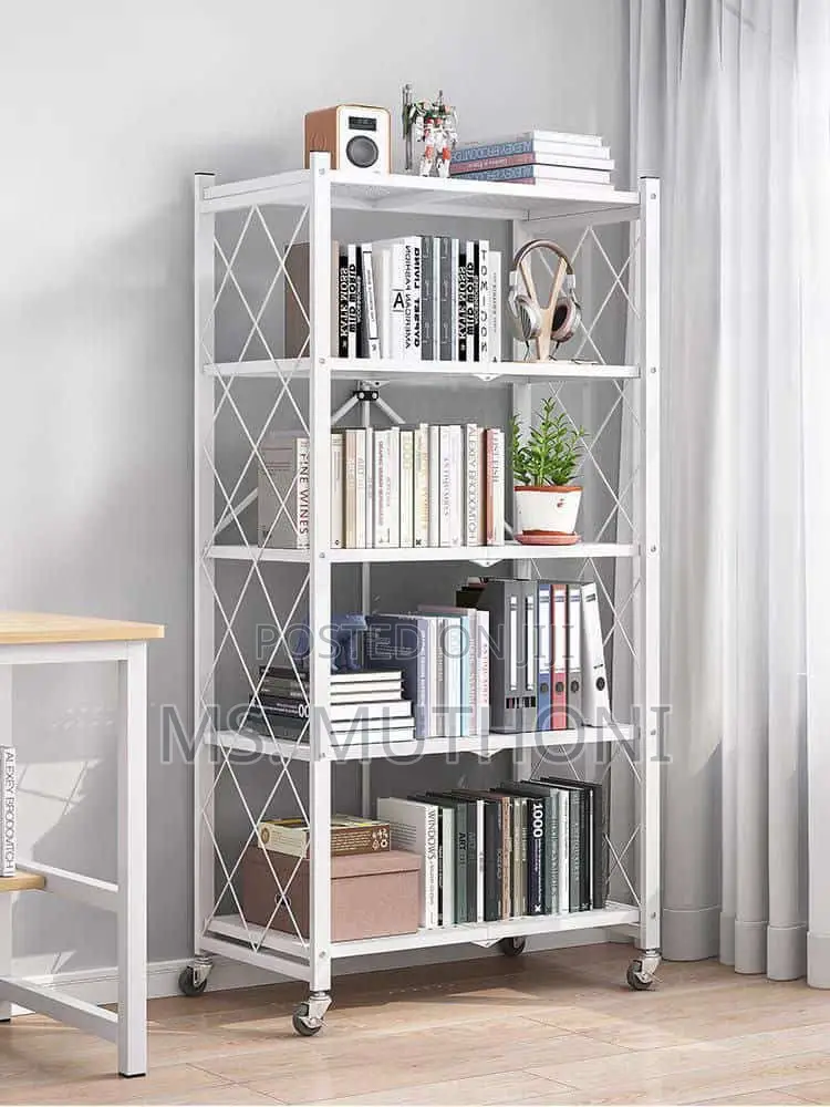 Sturdy Aesthetic 5-Tier Folding Shelf With Wheels