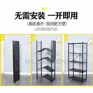 Sturdy 5-Tier Folding Shelf With Wheels