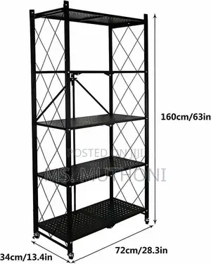 Sturdy 5-Tier Folding Shelf With Wheels